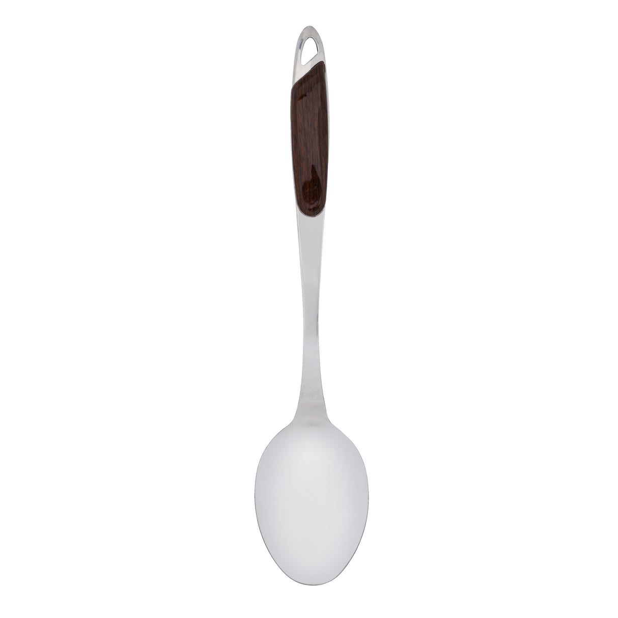 Royalford RF9777 Stainless Steel Serving Spoon | Wooden Finish Polymer Handle for Cooking & Dining Use | Elegant | Durable | Rust-Resistant Kitchen Serving Utensil