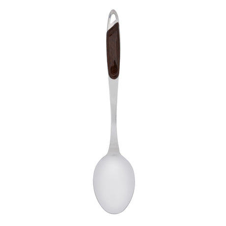 Royalford RF9777 Stainless Steel Serving Spoon | Wooden Finish Polymer Handle for Cooking & Dining Use | Elegant | Durable | Rust-Resistant Kitchen Serving Utensil