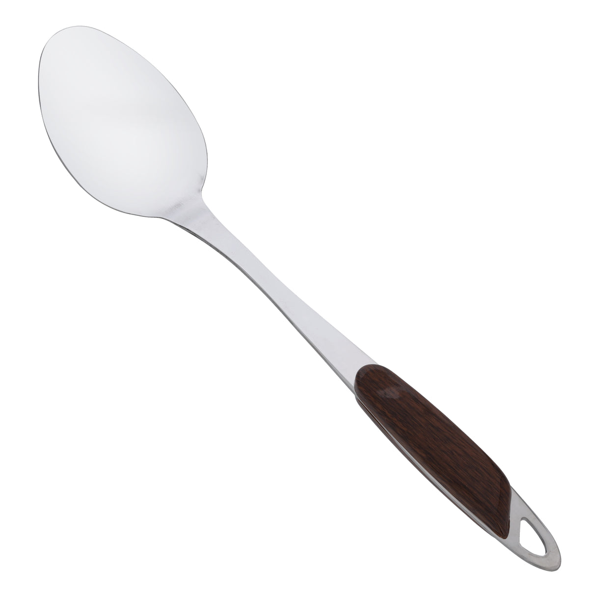 Royalford RF9777 Stainless Steel Serving Spoon | Wooden Finish Polymer Handle for Cooking & Dining Use | Elegant | Durable | Rust-Resistant Kitchen Serving Utensil