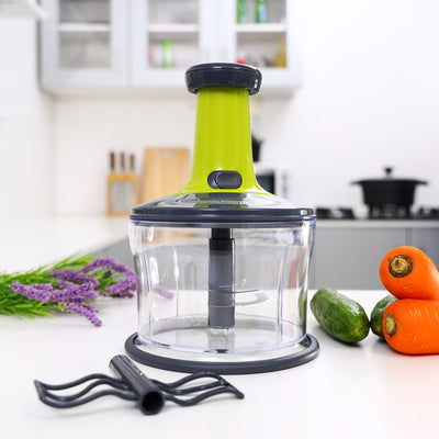 Royalford RF9784 Push-Handle Salad Maker | Multi-Purpose Vegetable Chopper |  Food-Grade Build | Stainless Steel Blades | Anti-Skid Base & Dishwasher Safe Design