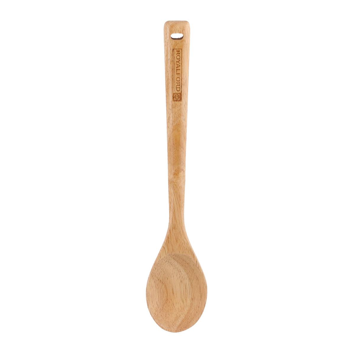 Royalford RF9790 Rubber Wood Serving Spoon | Ergonomic Wooden Spoon for Non Stick Cookware| Dishwasher Safe | Natural Wood Kitchen Tool for Cooking and Serving Use