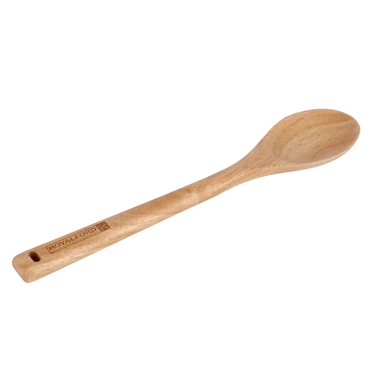 Royalford RF9790 Rubber Wood Serving Spoon | Ergonomic Wooden Spoon for Non Stick Cookware| Dishwasher Safe | Natural Wood Kitchen Tool for Cooking and Serving Use