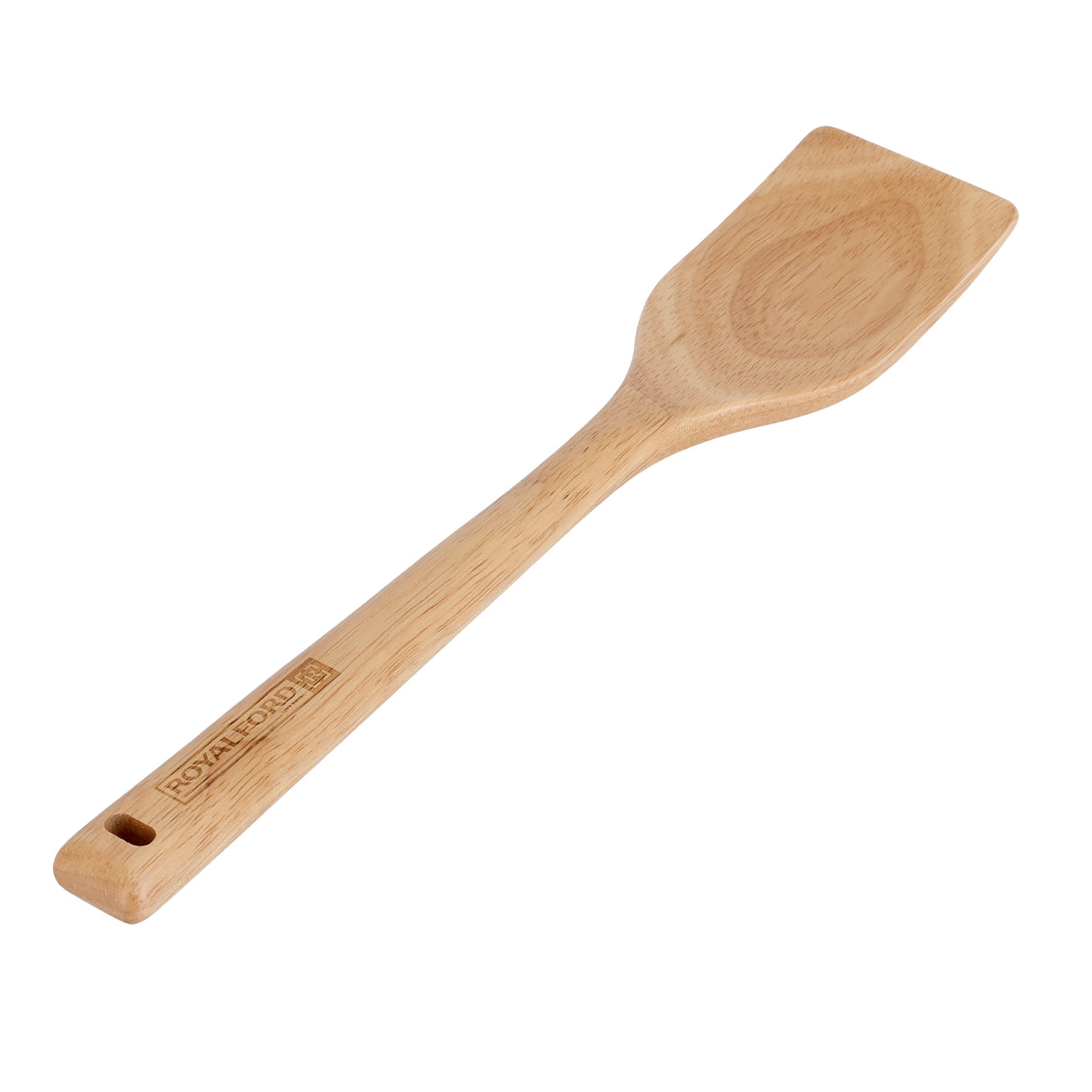 Royalford RF9792 Rubber Wood Turner | Ergonomic Wooden Spatula for Non Stick Cookware | Dishwasher Safe | Natural Wood Kitchen Tool for Daily Use and Home Cooking