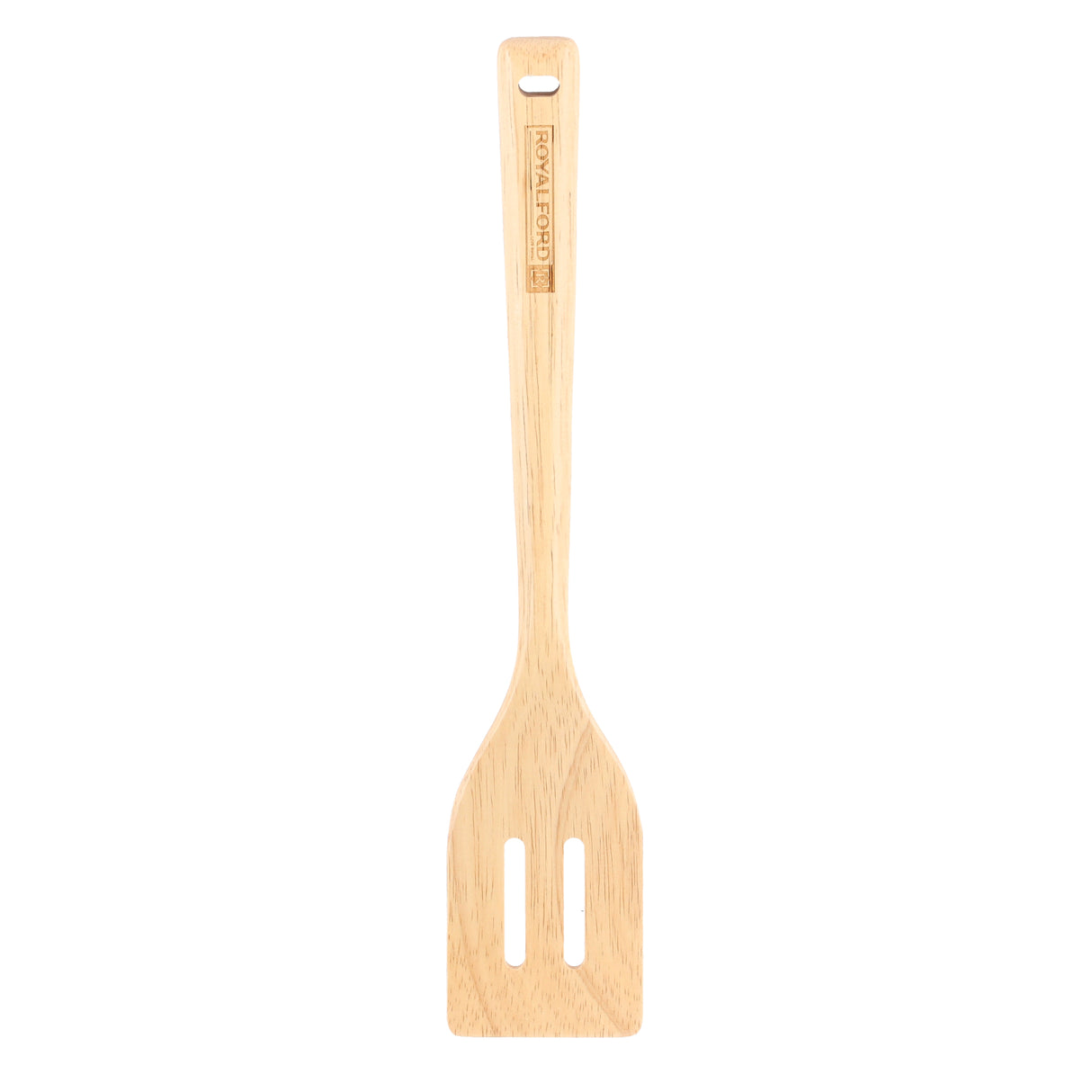 Royalford RF9793 Rubber Wood Slotted Turner | Ergonomic Wooden Spatula for Non Stick Cookware | Dishwasher Safe | Natural Wood Kitchen Tool for Frying and Daily Cooking