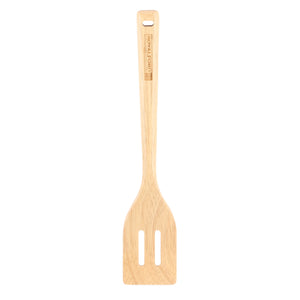 Royalford RF9793 Rubber Wood Slotted Turner | Ergonomic Wooden Spatula for Non Stick Cookware | Dishwasher Safe | Natural Wood Kitchen Tool for Frying and Daily Cooking