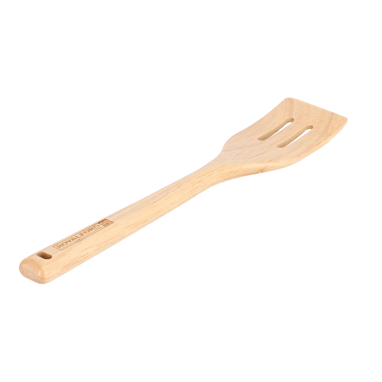 Royalford RF9793 Rubber Wood Slotted Turner | Ergonomic Wooden Spatula for Non Stick Cookware | Dishwasher Safe | Natural Wood Kitchen Tool for Frying and Daily Cooking