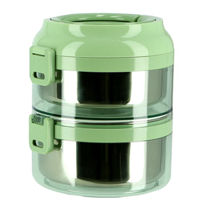 Royalford RF9795 2-Layer Lunch Box 1.6L | Leak-Proof | BPA-Free Food Container with Stainless Steel Inner | Easy Lock System | Portable for School, Office & Travel