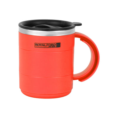 Royalford RF9815 Double Wall Stainless Steel Travel Mug 420ml | BPA Free Insulated Mug | Ergonomic Handle for Hot & Cold Drinks| Office, Travel and Daily Use Coffee Cup