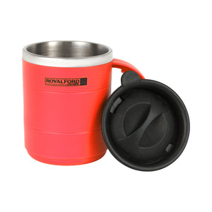 Royalford RF9815 Double Wall Stainless Steel Travel Mug 420ml | BPA Free Insulated Mug | Ergonomic Handle for Hot & Cold Drinks| Office, Travel and Daily Use Coffee Cup