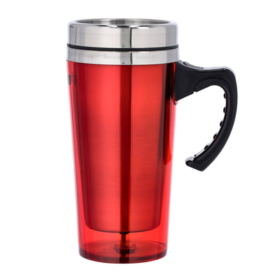 Royalford RF9816 Double Wall Stainless Steel Travel Mug 480ml | BPA Free Insulated Coffee Mug | Ergonomic Handle for Hot & Cold Beverages, Office, Travel and Daily Use