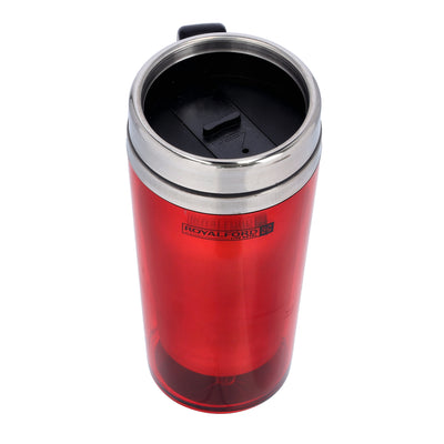 Royalford RF9816 Double Wall Stainless Steel Travel Mug 480ml | BPA Free Insulated Coffee Mug | Ergonomic Handle for Hot & Cold Beverages, Office, Travel and Daily Use