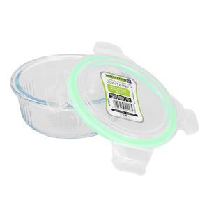 Royalford RF9821 Airtight Borosilicate Glass Food Storage Container 400ml | Leakproof Silicone Seal | Heat Resistant |  Oven Safe Without Lid | Freezer & Dishwasher Safe