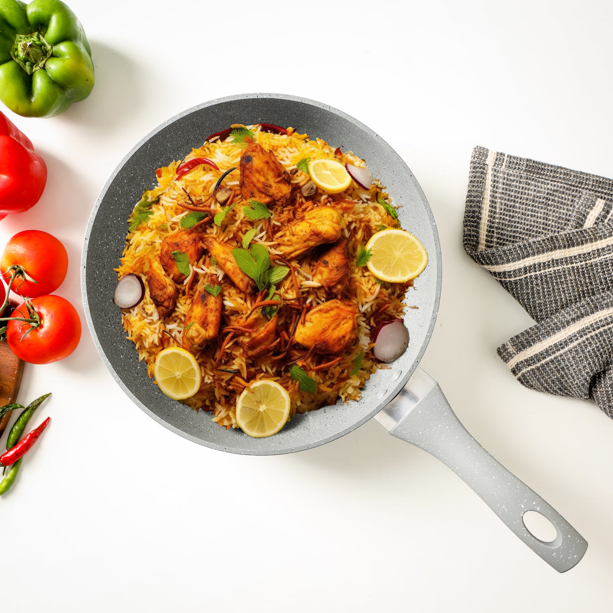 Royalford RF9840 26CM Smart Wok Pan | Durable Marble Coating | Forged Aluminium Body| 3.8MM Induction Bottom & Heat-Resistant Soft-Touch Handle| Multi-Cooktop Compatible