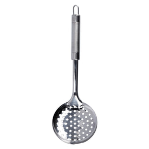 Royalford RF9851 Stainless Steel Skimmer| Durable Kitchen Strainer Spoon with Rust-Resistant Build| Ergonomic Handle Perforated Head for Frying, Straining & Draining Oil