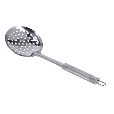 Royalford RF9851 Stainless Steel Skimmer| Durable Kitchen Strainer Spoon with Rust-Resistant Build| Ergonomic Handle Perforated Head for Frying, Straining & Draining Oil