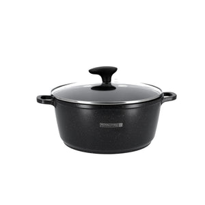 Royalford RF9862 10-Piece Die-Cast Aluminium Casserole Set | Tempered Glass Lids | Granite Coating | Induction Compatible | Heat-resistant ergonomic handles | Durable