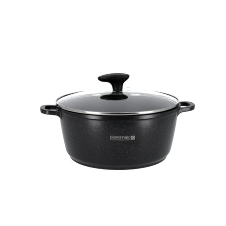 Royalford RF9862 10-Piece Die-Cast Aluminium Casserole Set | Tempered Glass Lids | Granite Coating | Induction Compatible | Heat-resistant ergonomic handles | Durable