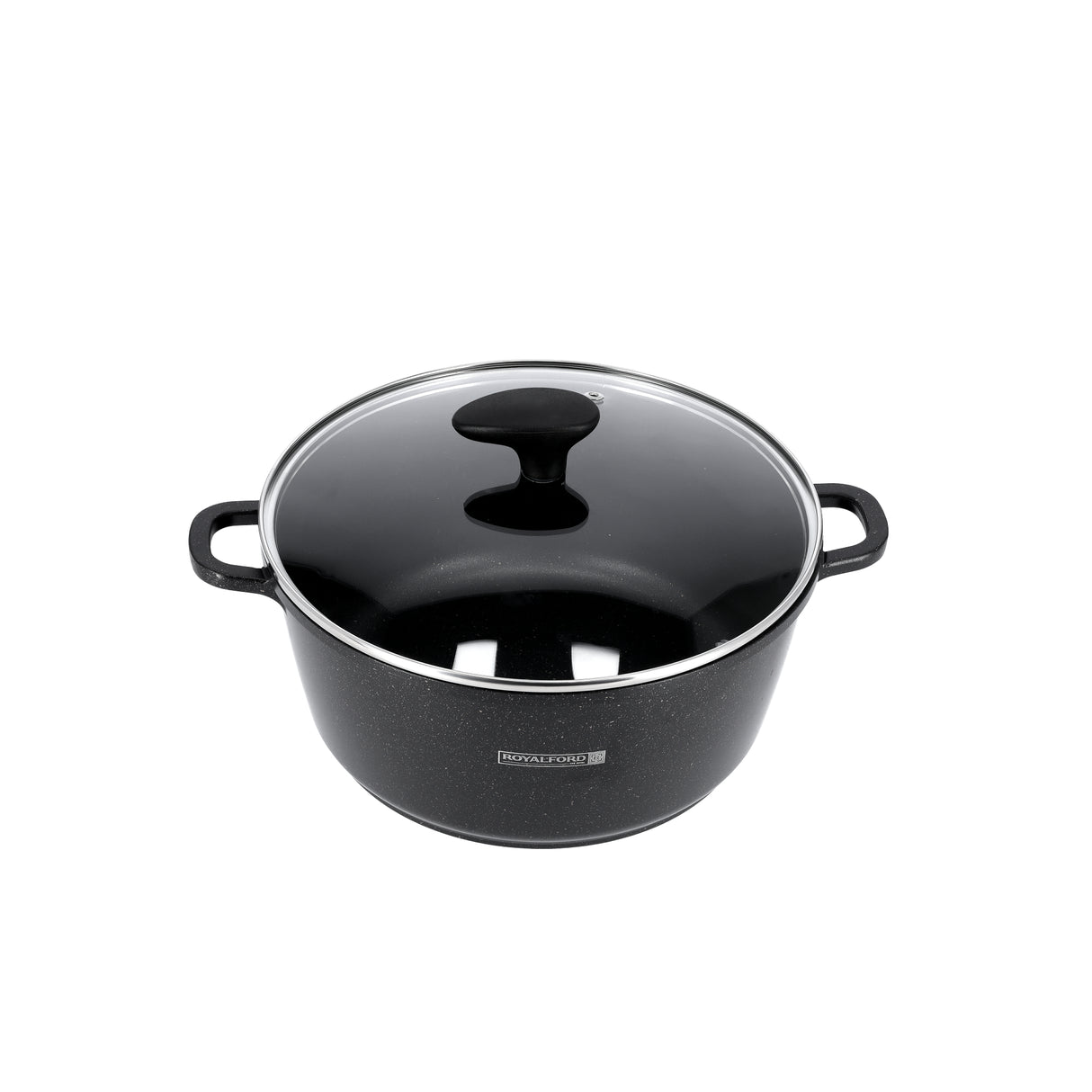 Royalford RF9862 10-Piece Die-Cast Aluminium Casserole Set | Tempered Glass Lids | Granite Coating | Induction Compatible | Heat-resistant ergonomic handles | Durable