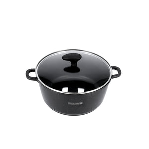 Royalford RF9862 10-Piece Die-Cast Aluminium Casserole Set | Tempered Glass Lids | Granite Coating | Induction Compatible | Heat-resistant ergonomic handles | Durable