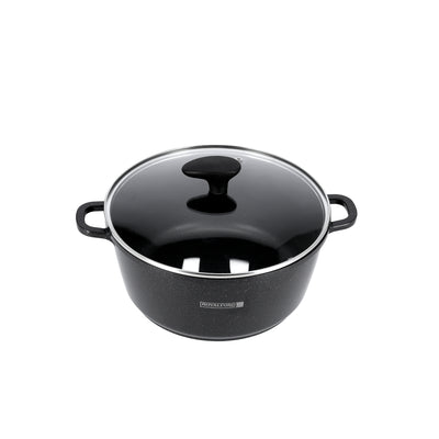 Royalford RF9862 10-Piece Die-Cast Aluminium Casserole Set | Tempered Glass Lids | Granite Coating | Induction Compatible | Heat-resistant ergonomic handles | Durable
