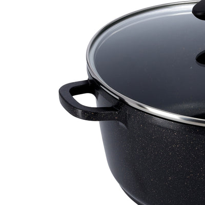Royalford RF9862 10-Piece Die-Cast Aluminium Casserole Set | Tempered Glass Lids | Granite Coating | Induction Compatible | Heat-resistant ergonomic handles | Durable