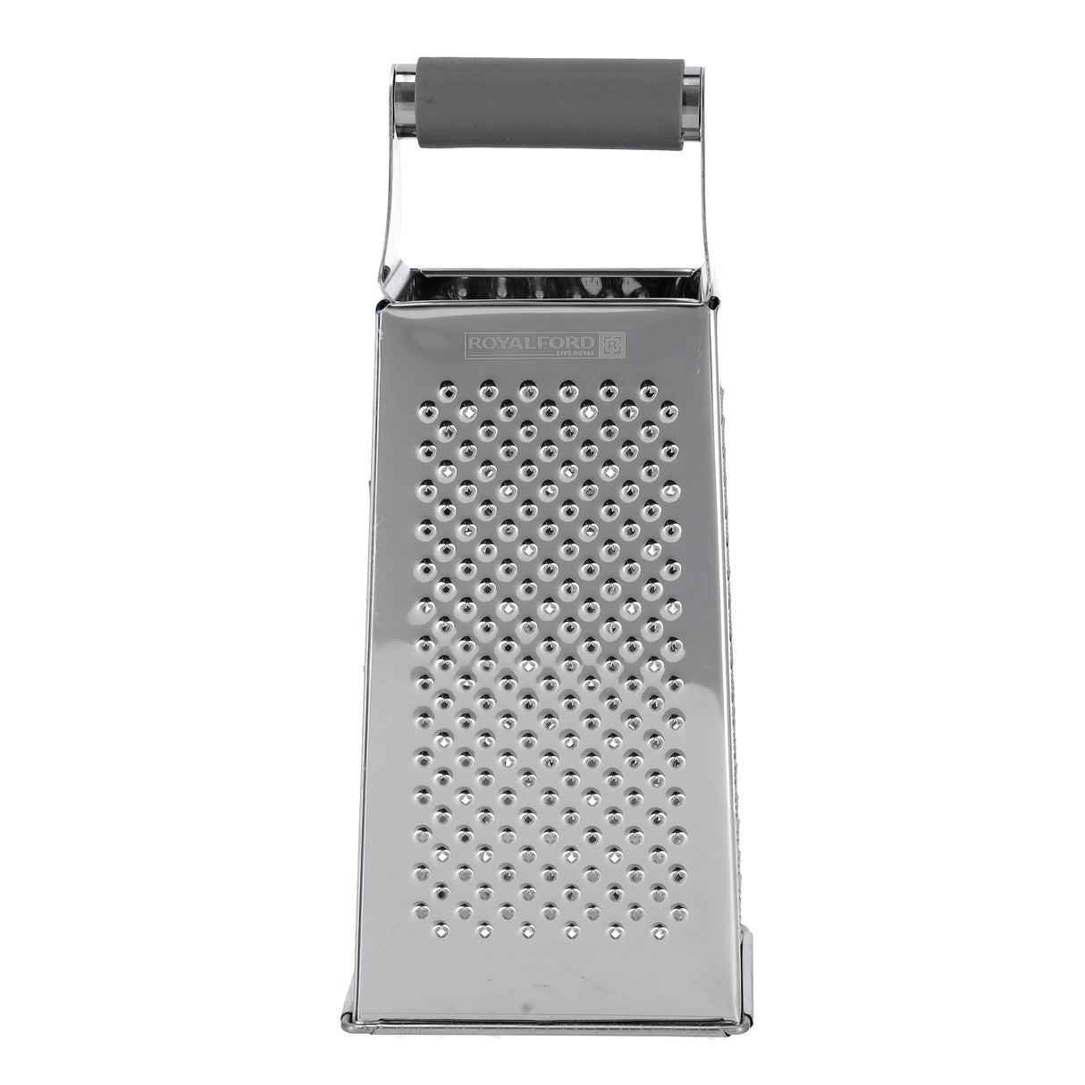 Royalford RF9865 Stainless Steel 4 Sided Grater | Sharp Multi-Function Box Grater with Easy Grip Handle | Durable Food Grade Kitchen Tool for Grating, Slicing & Zesting