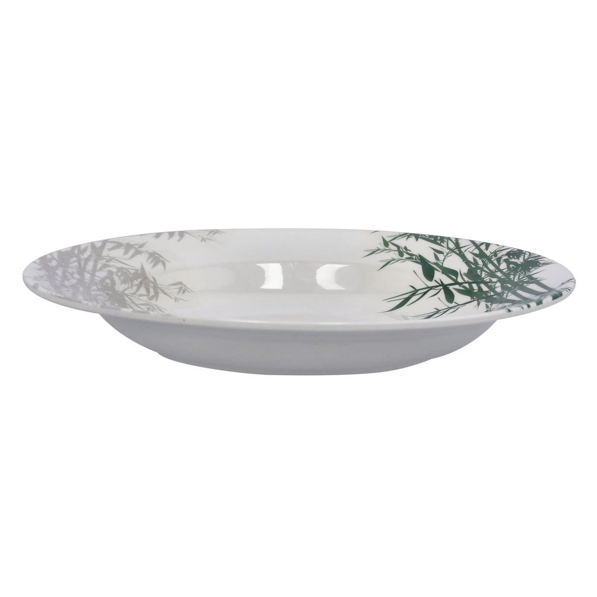 Royalford RF9885 Melamineware Soup Plate | 10 Inch Elegant White Soup Plate with Bamboo Design | Durable Lightweight Break Resistant Tableware for Daily Dining Serving