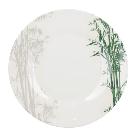 Royalford RF9886 Melamineware Dinner Plate | 10 Inch Elegant White Plate with Bamboo Design | Durable Lightweight Break Resistant Tableware for Daily Dining Serving