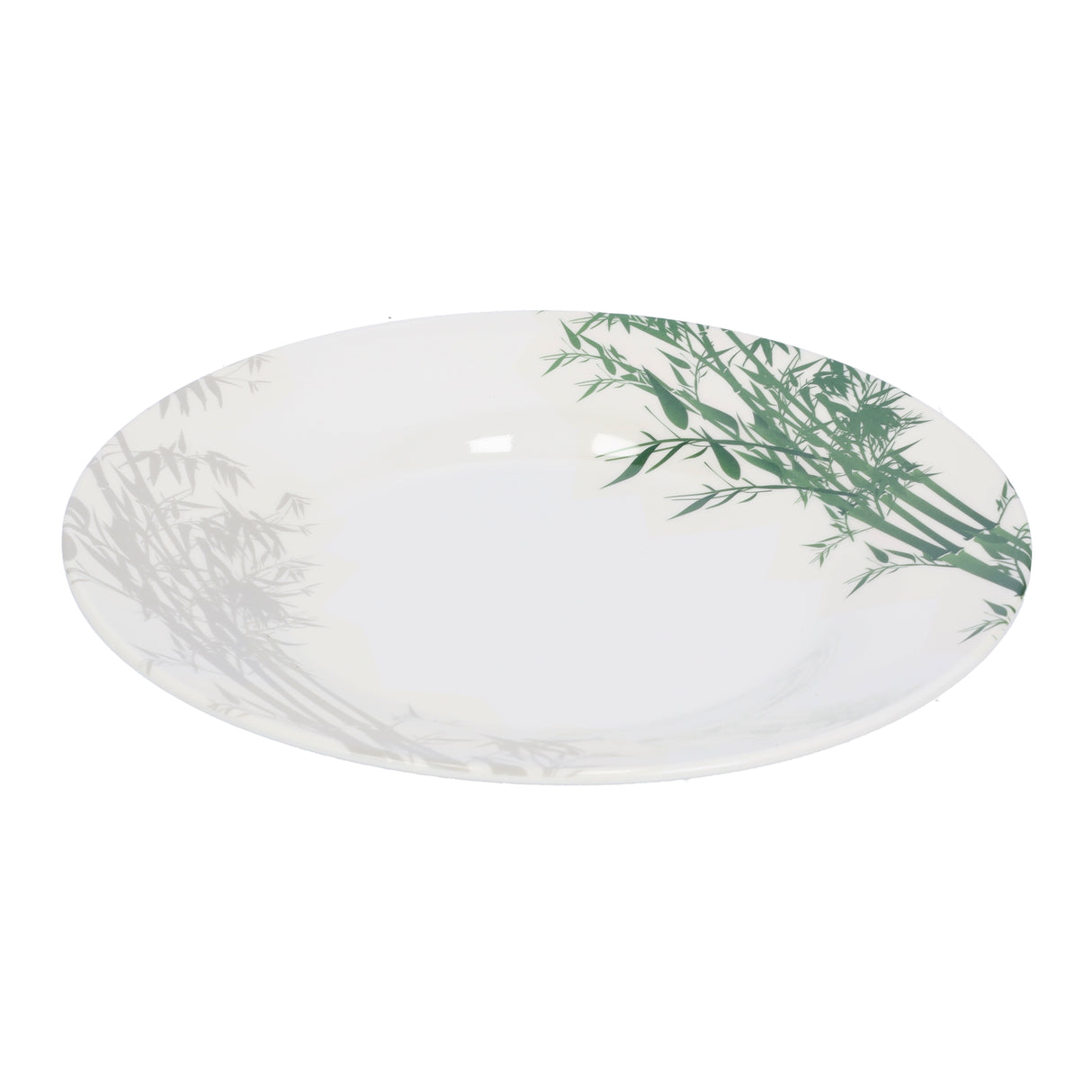 Royalford RF9887 Melamineware Dinner Plate | 8 Inch Elegant White Plate with Bamboo Design | Durable Lightweight Break Resistant Tableware for Daily Dining Serving