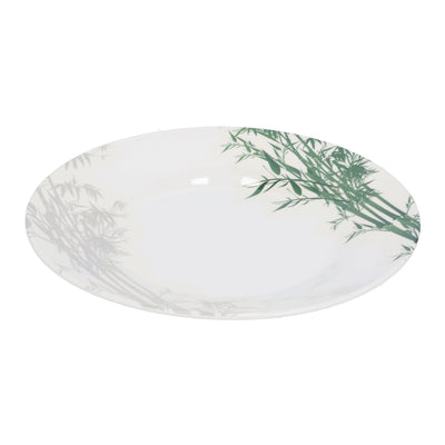 Royalford RF9887 Melamineware Dinner Plate | 8 Inch Elegant White Plate with Bamboo Design | Durable Lightweight Break Resistant Tableware for Daily Dining Serving