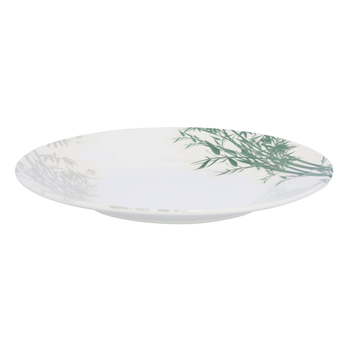 Royalford RF9887 Melamineware Dinner Plate | 8 Inch Elegant White Plate with Bamboo Design | Durable Lightweight Break Resistant Tableware for Daily Dining Serving