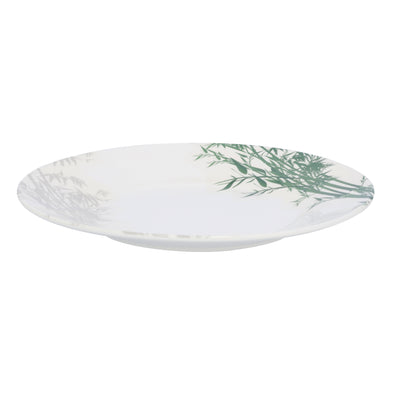 Royalford RF9887 Melamineware Dinner Plate | 8 Inch Elegant White Plate with Bamboo Design | Durable Lightweight Break Resistant Tableware for Daily Dining Serving