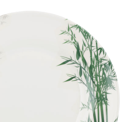 Royalford RF9887 Melamineware Dinner Plate | 8 Inch Elegant White Plate with Bamboo Design | Durable Lightweight Break Resistant Tableware for Daily Dining Serving