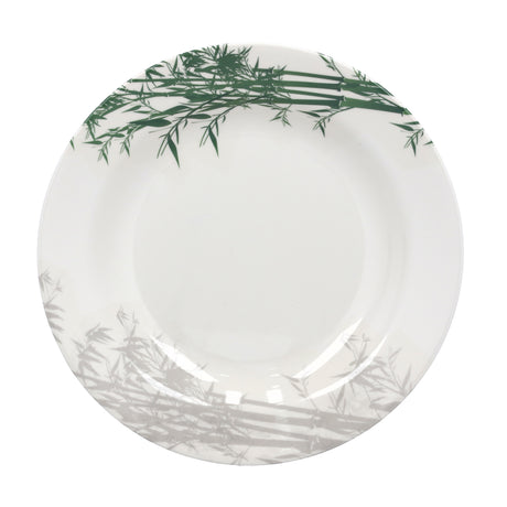 Royalford RF9888 Melamineware Soup Plate | 8 Inch Elegant White Soup Plate with Bamboo Design | Durable Lightweight Break Resistant Tableware for Daily Dining Serving