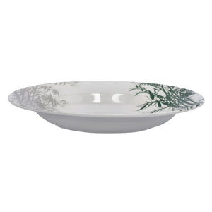 Royalford RF9888 Melamineware Soup Plate | 8 Inch Elegant White Soup Plate with Bamboo Design | Durable Lightweight Break Resistant Tableware for Daily Dining Serving
