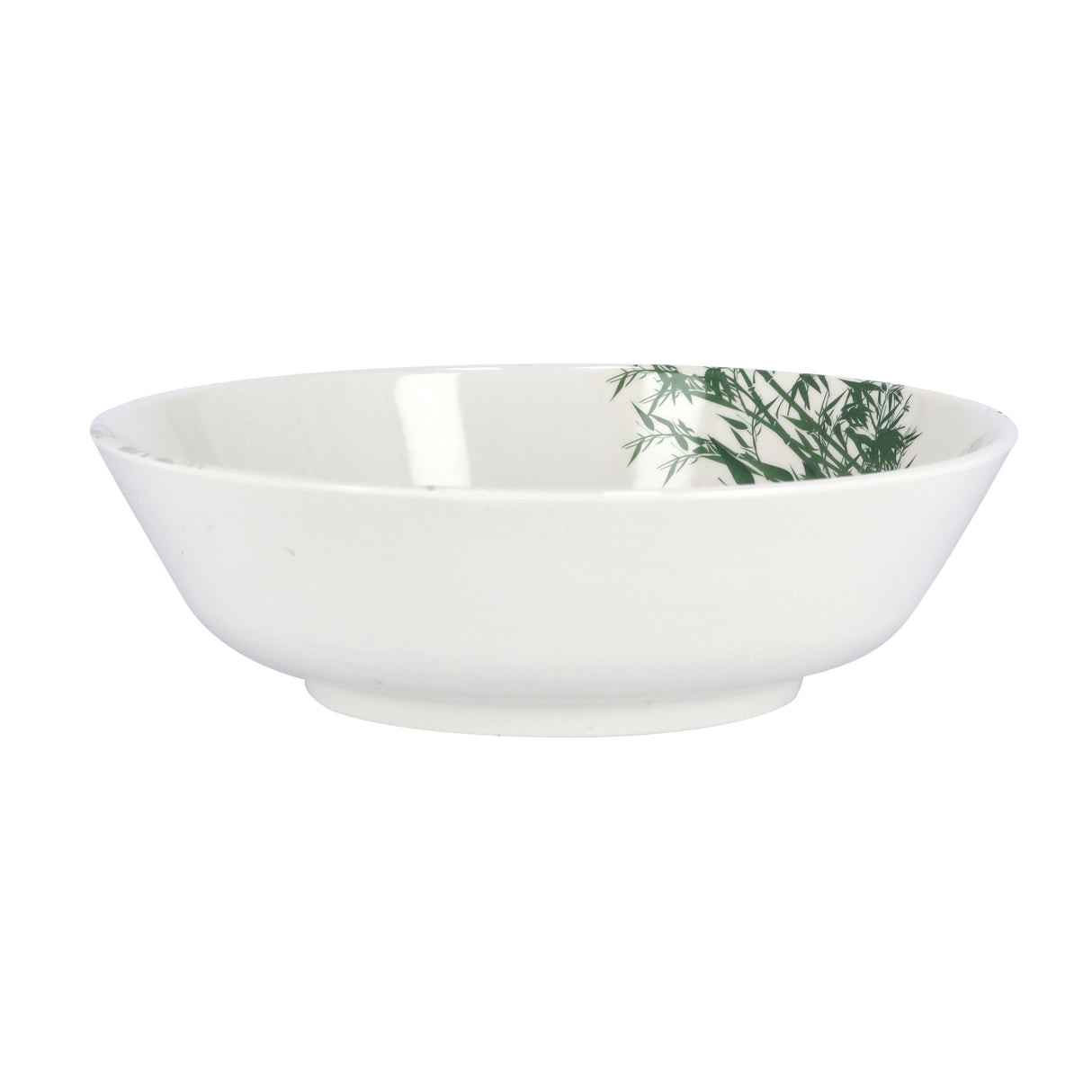 Royalford RF9889 Melamineware Serving Bowl | 8.5 Inch Elegant White Bowl with Minimal Green Print | Durable Lightweight Break Resistant Tableware for Daily Dining Serving