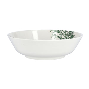 Royalford RF9889 Melamineware Serving Bowl | 8.5 Inch Elegant White Bowl with Minimal Green Print | Durable Lightweight Break Resistant Tableware for Daily Dining Serving