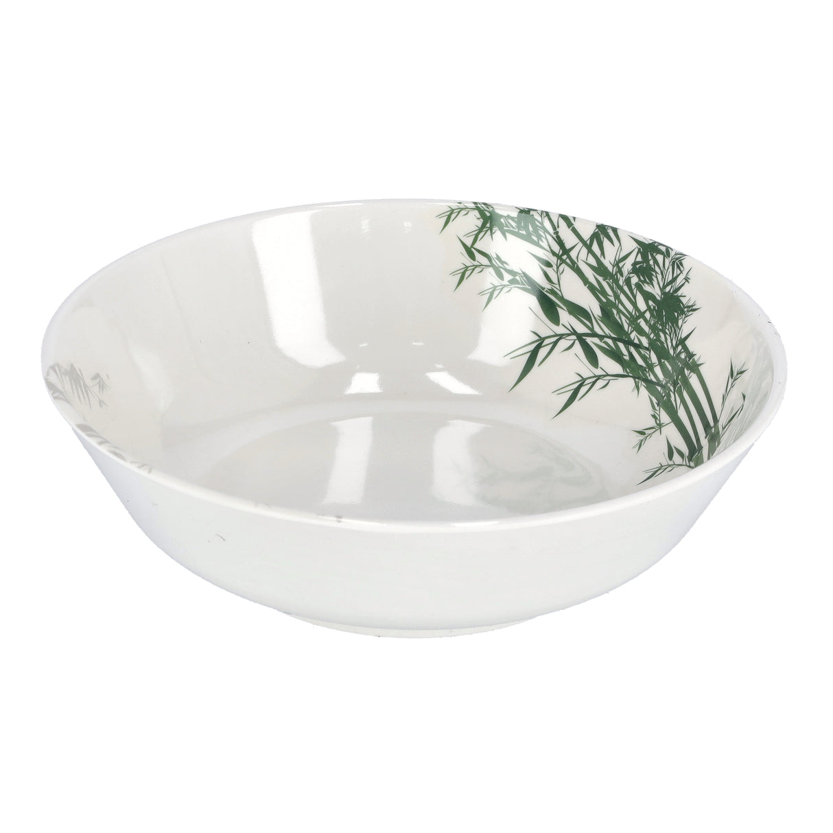 Royalford RF9889 Melamineware Serving Bowl | 8.5 Inch Elegant White Bowl with Minimal Green Print | Durable Lightweight Break Resistant Tableware for Daily Dining Serving