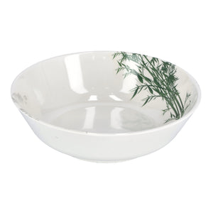 Royalford RF9889 Melamineware Serving Bowl | 8.5 Inch Elegant White Bowl with Minimal Green Print | Durable Lightweight Break Resistant Tableware for Daily Dining Serving