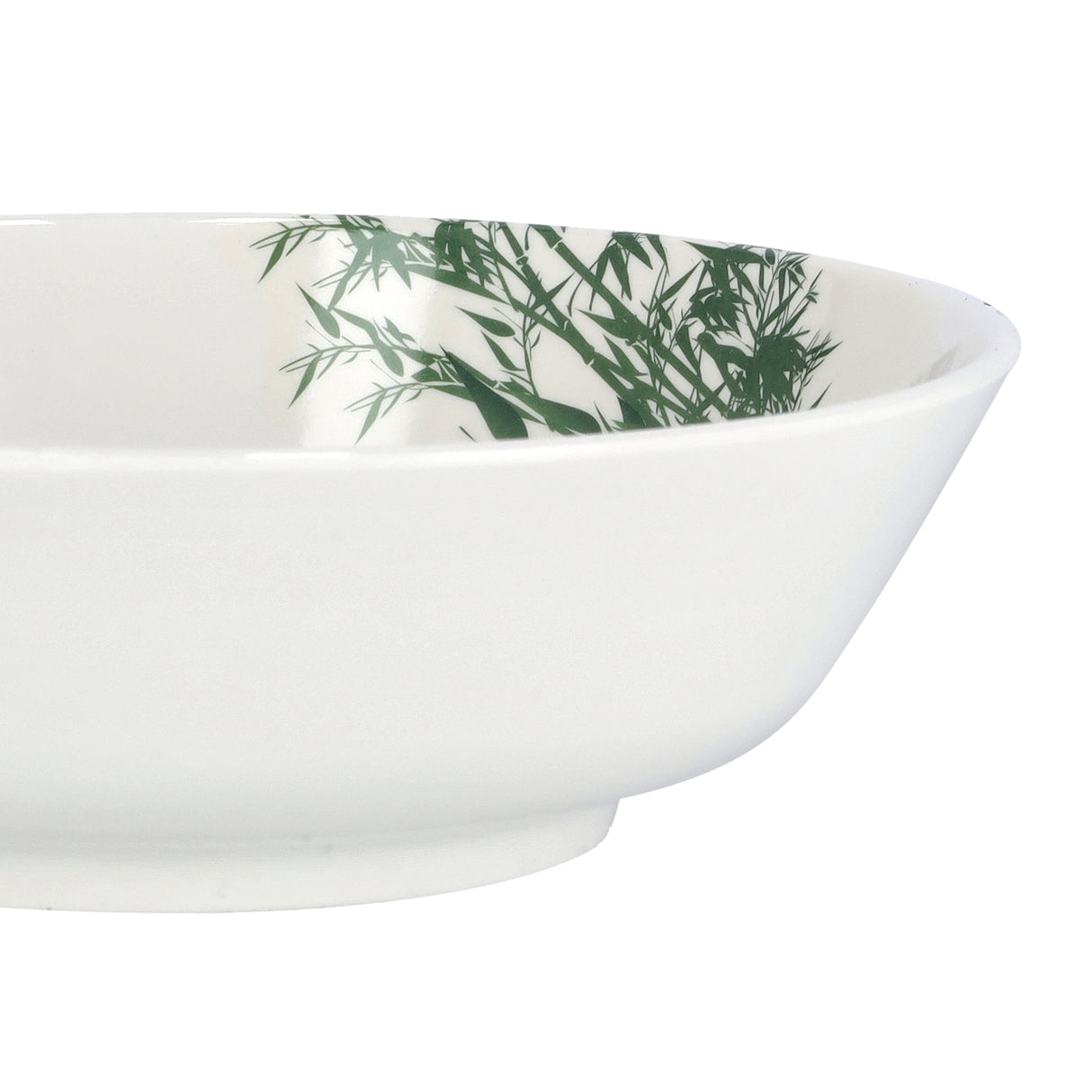 Royalford RF9889 Melamineware Serving Bowl | 8.5 Inch Elegant White Bowl with Minimal Green Print | Durable Lightweight Break Resistant Tableware for Daily Dining Serving