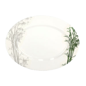 Royalford RF9893 Melamine Oval & Dinner Plates | Elegant Bamboo Design | Durable | Stylish | Break Resistant | Lightweight | Heat Safe and Dishwasher Safe Tableware