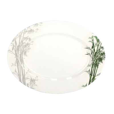 Royalford RF9893 Melamine Oval & Dinner Plates | Elegant Bamboo Design | Durable | Stylish | Break Resistant | Lightweight | Heat Safe and Dishwasher Safe Tableware