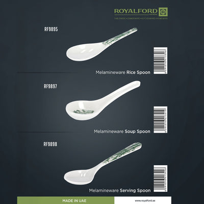 Royalford RF9898 Melamine Serving Spoon | Durable Break Resistant Kitchen Spoon| Lightweight| Heat Safe| Hygienic & Easy to Clean | Perfect for Daily Cooking &  Serving