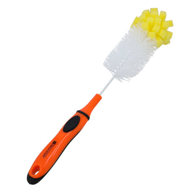 Royalford Bottle Cleaning Brush-RF9916| Multi-Purpose Brush with Sponge Head Suitable for Cleaning Bottles, Cups, Teapots, etc.| Comfortable Handle for Easy Cleaning| Scrubber for Washing Bottles| Kitchen Tool| Orange
