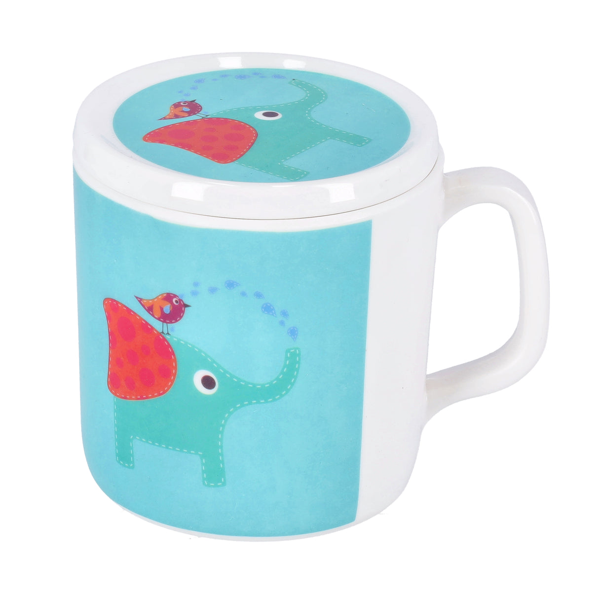 Royalford RF9920 Kids Melamine Cup with Handle & Secure Lid | Durable Break-Resistant Children Drinking Cup | Safe, Lightweight, Freezer Safe &  Dishwasher Friendly