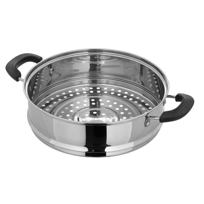 Royalford RF9948 Double Layer Stainless Steel Steamer Pot 7.3L | Premium Mirror-Finish| Multi-Purpose 2-Tier Steamer|Heat-Resistant Handles| Induction Compatible Design