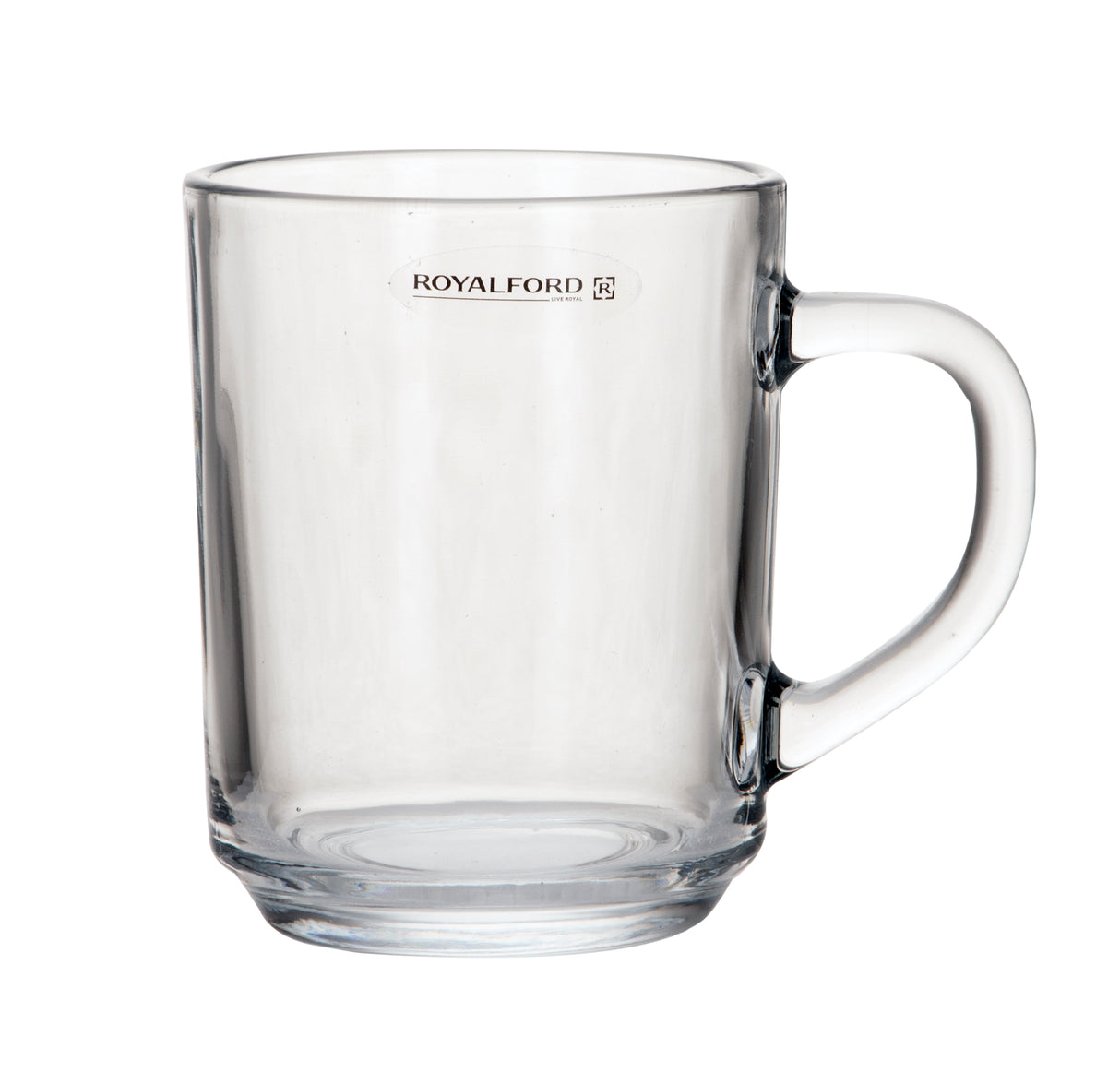 Royalford RF9971 Glass Tumbler Set 3 PCS | 210ml Lead-Free Clear Glass Mugs | Crystal Clear Durable Drinkware | Comfortable Handle | Creative Design& Dishwasher Safe