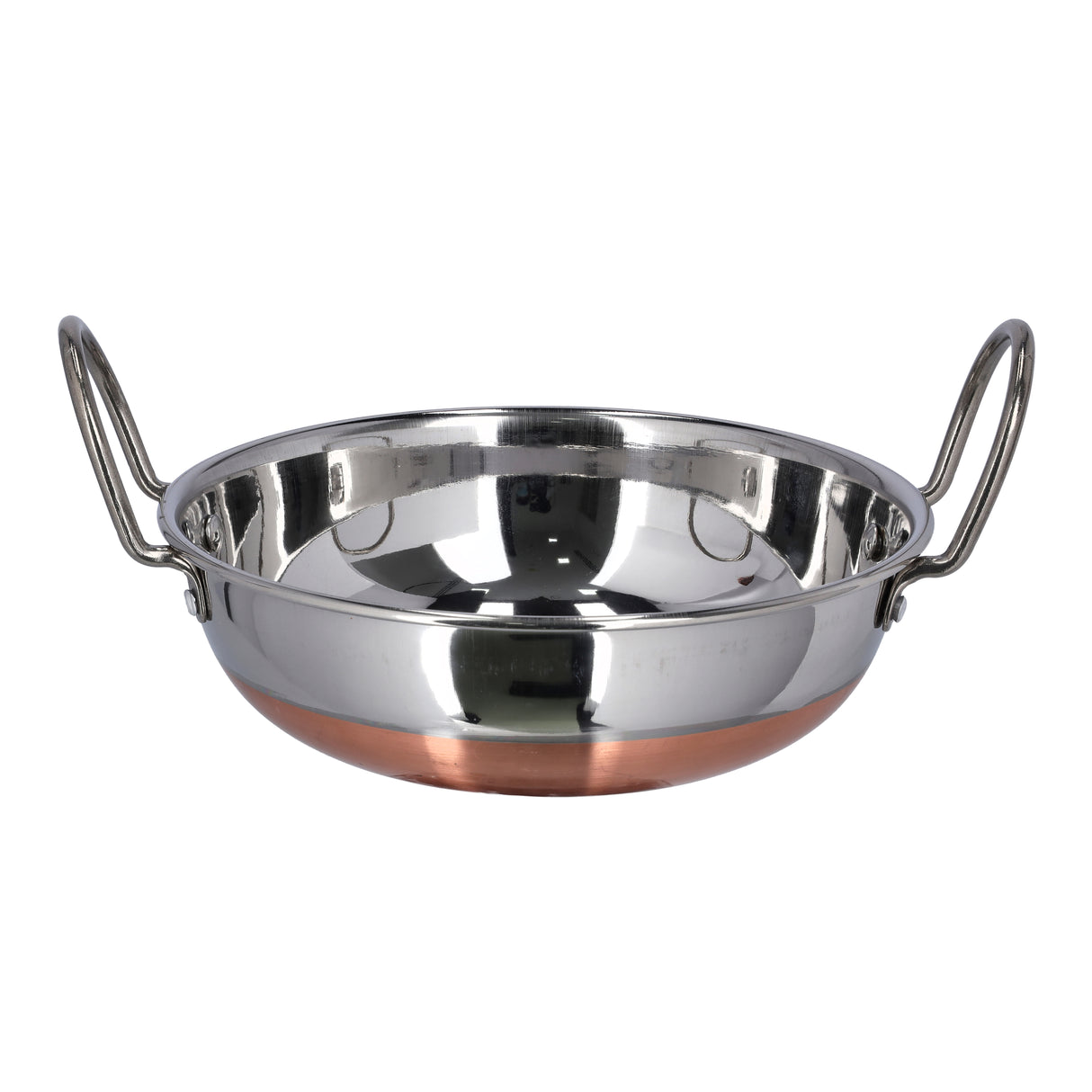 Royalford RF9973  Stainless Steel Kadai with Copper Bottom | 21cm Size | Cooking Kadai with Fast Heating Design | Durable SS Handles for Reliable Traditional Use