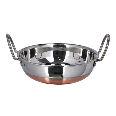 Royalford RF9973  Stainless Steel Kadai with Copper Bottom | 21cm Size | Cooking Kadai with Fast Heating Design | Durable SS Handles for Reliable Traditional Use