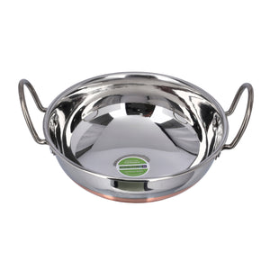 Royalford RF9973  Stainless Steel Kadai with Copper Bottom | 21cm Size | Cooking Kadai with Fast Heating Design | Durable SS Handles for Reliable Traditional Use